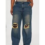 Denim Pants Manufacturer - 2026 Women Vintage Y2K Loose Wide Leg Mid Waist Hole Straight