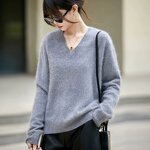 Knitwear Sweater Manufacturer - 2026 Women V-Neck Pullover Soft Oversized Casual Winter Thick