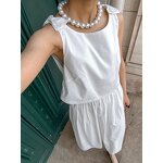 Women Two Piece Set Manufacturer - OEM White Sleeveless Vest Top + High Waist A-Line Skirt