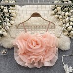 Tank Tops Manufacturer - Liu Ming 2024 Women Summer Sexy Sleeveless 3D Flowers Mesh Petals