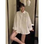 Long Sleeve Shirt Manufacturer - 2026 Korean Loose-Fit Spring Autumn White Outerwear