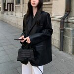 Leather Jacket Manufacturer - Liu Ming 2025 Women Korean Casual Long Sleeve Pu Blazers
