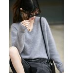 Knit Pullover Sweater Manufacturer - 2026 Women V-Neck Oversized Soft Thick Warm Winter Casual