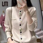 Knit Cardigan Manufacturer - Liu Ming 2025 Women Autumn Winter Casual Loose Round Neck Wool