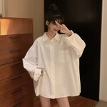 Long Sleeve Shirt Manufacturer - 2026 Korean Loose-Fit Spring Autumn White Outerwear