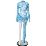 Floral Woven Dress Manufacturer - Women European American Summer Slim Pleated Long Sleeve