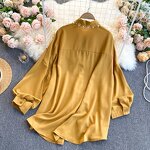 Retro Blouse Manufacturer - Liu Ming 2024 Women Loose Puff Sleeve Front Button Decoration