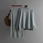 Women Two Piece Set Manufacturer - Liu Ming 2024 Korean Sweater Pullover + Knitted Long Skirt