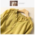 Retro V-Neck Shirt Manufacturer - Women Lightweight Breathable Summer Casual Office Daily