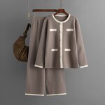 Women Two Piece Set Manufacturer - Liu Ming 2025 Autumn Winter V Neck Sweater Casual Knitted