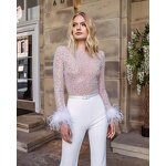 Party Jumpsuit Manufacturer - Liu Ming Women Sexy Slim Overalls Feather Shiny Sequin