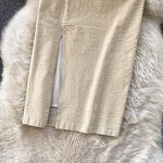 Corduroy Skirts Manufacturer - Liu Ming 2024 Vintage Women High Waist Belted A Line Long