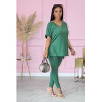 Women Two Piece Set Manufacturer - Liu Ming Custom Logo Printed V Neck T Shirt + Pants