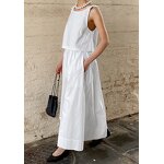 Women Two Piece Set Manufacturer - OEM White Sleeveless Vest Top + High Waist A-Line Skirt