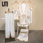 Pajama Set Manufacturer - Liu Ming 2025 Women Elegant Satin Lace Patchwork Loose Nightwear