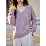 Knit Pullover Sweater Manufacturer - 2026 Women V-Neck Oversized Soft Thick Warm Winter Casual