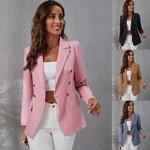 V-neck Blazer Manufacturer - Women Single Button Closure Solid Color Formal Office Style