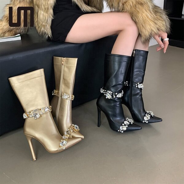 High Heel Shoes Manufacturer - Liu Ming 2025 Women Autumn Winter Leather Zipper Knee