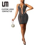 Bodycon Dress Manufacturer - 2026 Rhinestone Halter Backless Mesh Sheer Mini