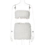 Women Two Piece Set Manufacturer - 2026 Faux Fur Strapless Crop Top & Bodycon Skirt