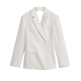 Slim Fit Blazer Manufacturer - Women Single Button Closure Woven Textured Work Evening Outings