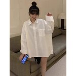 Long Sleeve Shirt Manufacturer - 2026 Korean Loose-Fit Spring Autumn White Outerwear