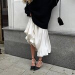 Maxi Bubble Skirt Manufacturer - Liu Ming Women Elegant Office Lady Satin Vintage Loose High Waist