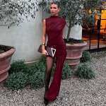 Mini Dress Manufacturer - 2026 Irregular Draped Ruched Turtleneck Sleeveless Club