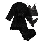 Pajama Set Manufacturer - Liu Ming 2025 Women Sleep Lounge Lace Satin Suspender 4 Piece
