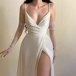 Evening Dress Manufacturer - 2026 Sleeveless Deep V-neck Split Suspender High Waist