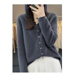 Hoodie Cardigan Manufacturer - Liu Ming 2025 Women Autumn Winter 100% Wool Loose Knitted