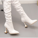 Heels Shoes Manufacturer - Liu Ming 2025 Women Winter Pleated Over Knee Pointed Toe