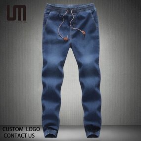 Denim Jeans Manufacturer - Custom Logo Slim Fit Drawstring Ankle-Length Stretch