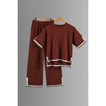 Women Two Piece Set Manufacturer - Liu Ming 2024 Summer O Neck Knitted Top + Wide Leg Pants