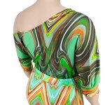 Plus Size Jumpsuit Manufacturer - Women Fashion Sexy Slash Neck Printing Wide Leg Romper