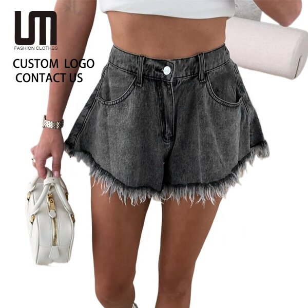 Denim Shorts Manufacturer - 2025 Women High-Waisted Black Comfort Vintage Style