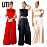 Rompers Jumpsuit Manufacturer - OEM ODM Women Sleeveless Wide Leg Slim Elegant One Piece