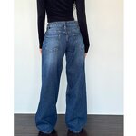 Denim Pants Manufacturer - 2025 Women Y2K Loose Straight Low Waist Button Pocket OEM ODM