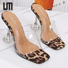 High Heel Sandals Manufacturer - Liu Ming 2025 Women Fashion Leopard Print Square Open Toe
