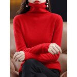 Knit Top Manufacturer - Liu Ming 2025 Women Autumn Winter Turtleneck Wool Polyester Solid