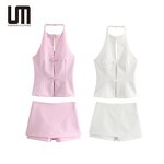Women Two Piece Set Manufacturer - Liu Ming Custom Summer Camisole Tank Tops + Mini Skirts