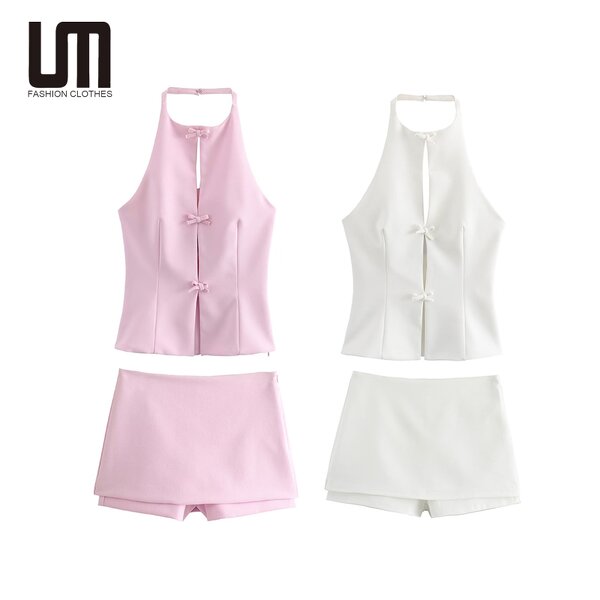 Women Two Piece Set Manufacturer - Liu Ming Custom Summer Camisole Tank Tops + Mini Skirts