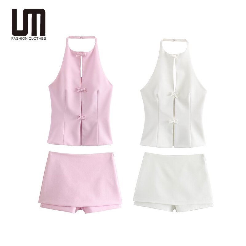 Women Two Piece Set Manufacturer - Liu Ming Custom Summer Camisole Tank Tops + Mini Skirts