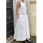 Women Two Piece Set Manufacturer - OEM White Sleeveless Vest Top + High Waist A-Line Skirt