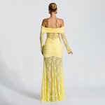 Pleated Skirt Dress Manufacturer - Women Chic One-Shoulder Autumn Lace Long Sleeve Casual