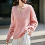 Knitwear Sweater Manufacturer - 2026 Women V-Neck Pullover Soft Oversized Casual Winter Thick