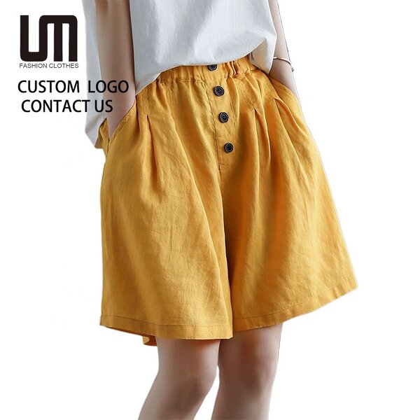 Summer Shorts Manufacturer - 2025 Women Korean High Waist Oversized Baggy Button Casual