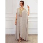 Abaya Dress Manufacturer - Middle Eastern Women Autumn Winter V-Neck Full Sleeves Loose Modest