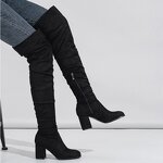 High Heel Shoes Manufacturer - Liu Ming 2025 Women Winter Over Knee Square Toe Chunky