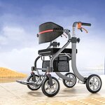 Walker Manufacturer - Outdoor Aluminum Alloy Elderly Driving Aid Fracture Stacked Multi-functional Four-wheel